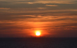 17036   Red sunset on the beach at Cleveleys, Lancashire, UK