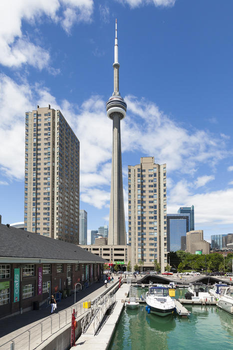 <p>Toronto harbour featuring the CN (Canadian National) Tower</p>