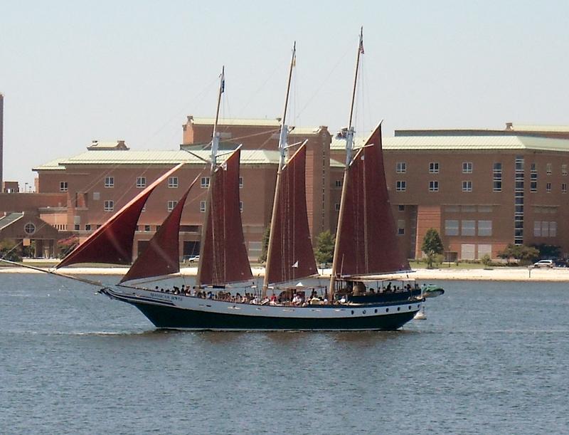 <p>Sailing vessel in the port of New Port News Virginia</p>
