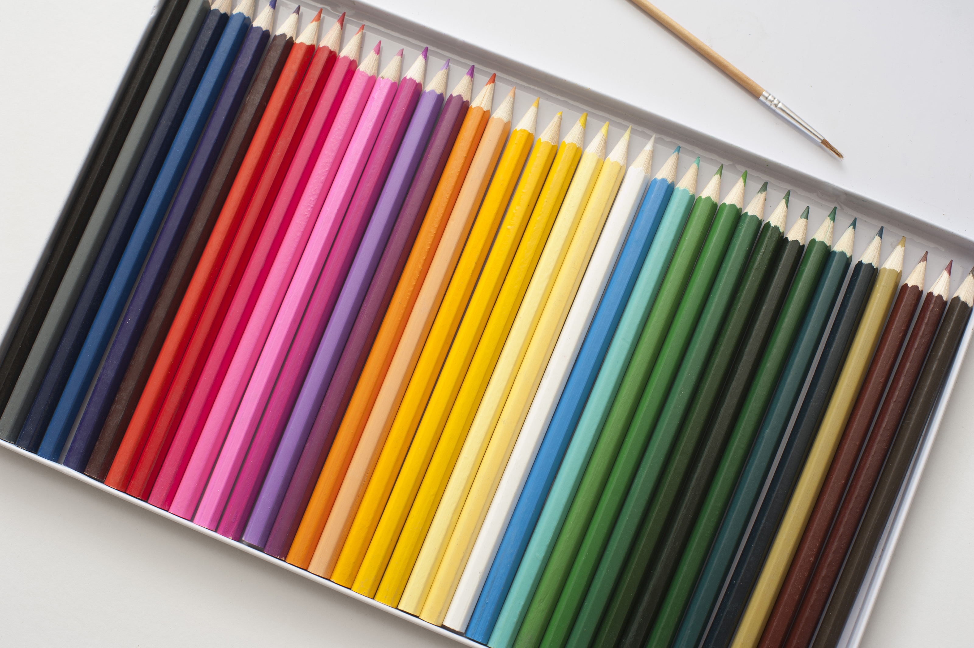 Free Stock Photo 12205 Case Of Assorted Colored Pencils And Brush Free Stock Photo 12205 Case Of Assorted Colored Pencils And Brush