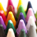 11946   Close up of numerous colorful wax crayon tips