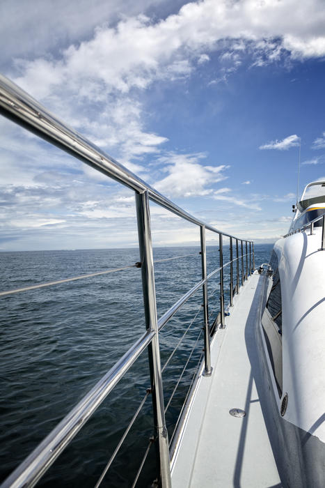 <p>A whale watching boat makes headway off Vancouver Island in British Columbia</p>
