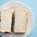 12776   Above view of white bread sandwich