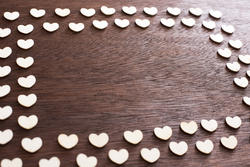 13092   Double white heart frame on textured wood