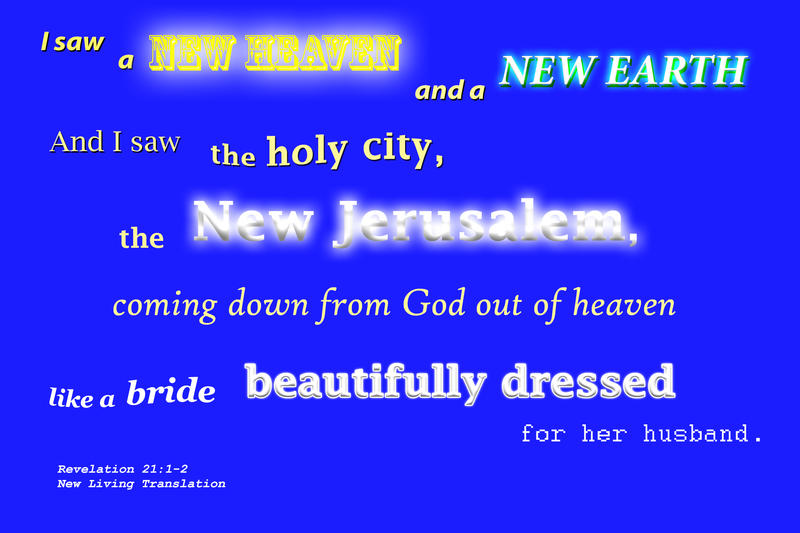 <p>The new Jerusalem coming down from God as described in Revelation 21:1-2</p>
The new Jerusalem coming down from God as described in Revelation 21:1-2