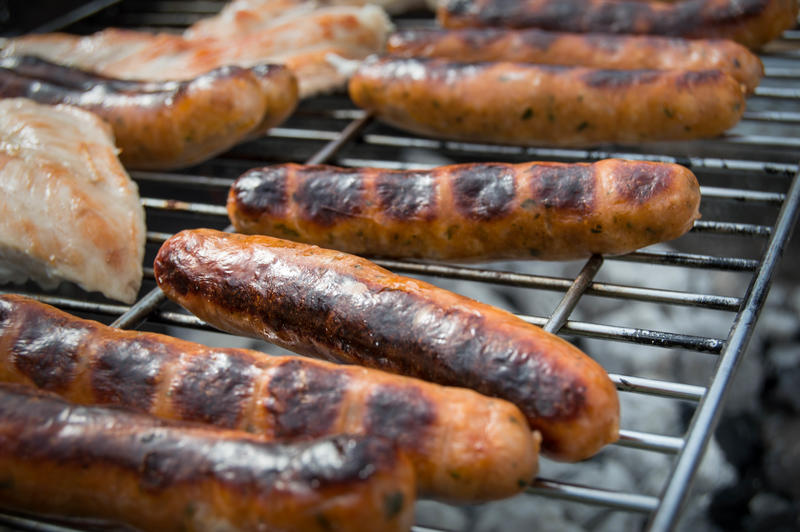 <p>BBQ grill with sausages</p>

<p>Find more photos like this on my website.</p>
BBQ grill