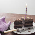 17297   Chocolate birthday cake with burning candle