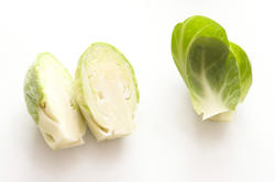 17219   Halved fresh Brussel sprout with loose leaves