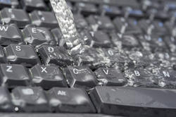 17864   Water damage to computer keyboard in close up