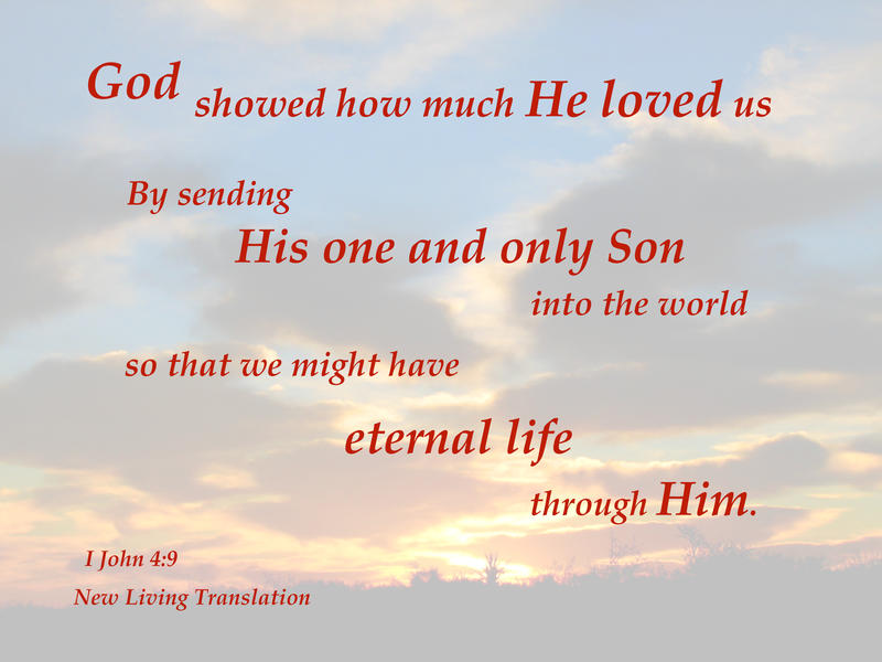 <p>Verse 1 John backgrounded by sunset</p>
Text from 1 Juan backgrounded by sunset
