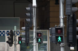 17395   Traffic lights with green pedestrian man