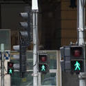 stock image 17395   Traffic lights with green pedestrian man