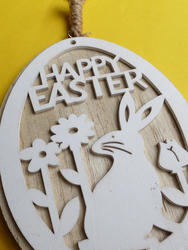 17339   Cute rustic wooden Happy Easter medallion