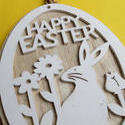 stock image 17339   Cute rustic wooden Happy Easter medallion