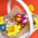 17343   Basket filled with Easter eggs and decorations