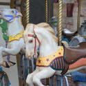 17804   Close up detail of colorful carousel horses