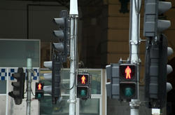 17399   Traffic lights at a street intersection