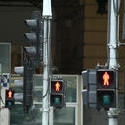 stock image 17399   Traffic lights at a street intersection