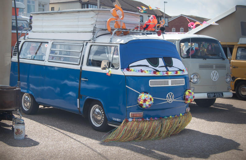<p>Old VW camper van with a face on the front. Photographed at a car show in Cleveleys near Blackpool in Lancashire, UK.- Editorial Use Only</p>
<p>More photos like this on my website at - https://www.dreamstime.com/dawnyh_info</p>
VW camper van with a face on the front