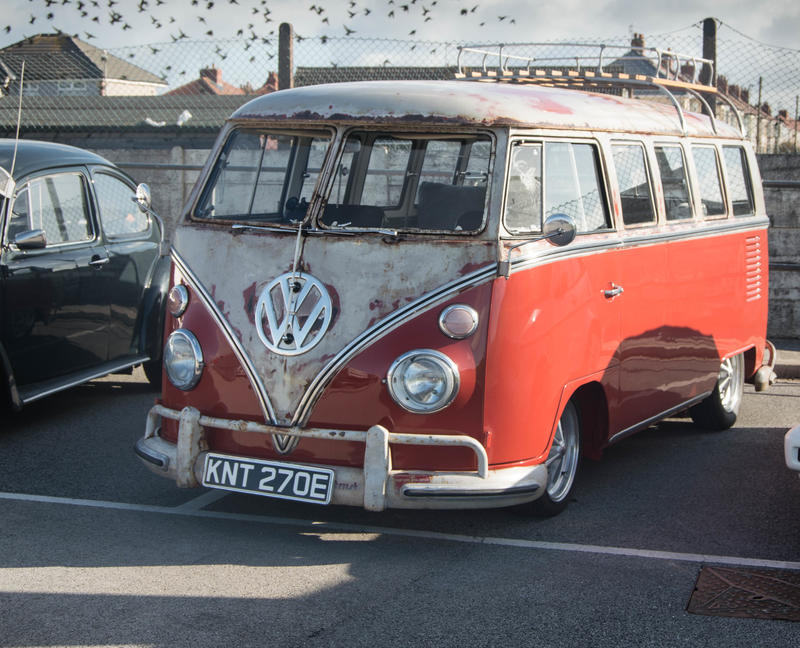 <p>Orange VW camper van from 1960&#39;s..- Editorial Use Only</p>
Orange VW camper van from 1960's.