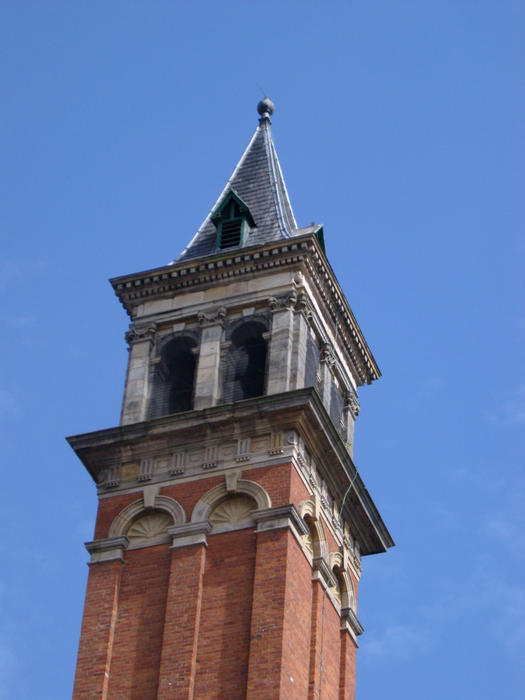 a bell tower in the style of the one in st. marks square venice,