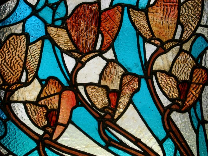 decorative art nouveau glass stained window