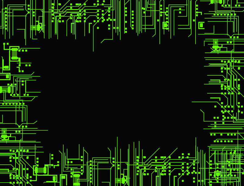 a border or frame composed of green electronic circuit tracks and pathways
