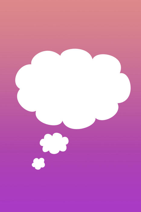 an idea symbol on red and purple backdrop, thought cloud