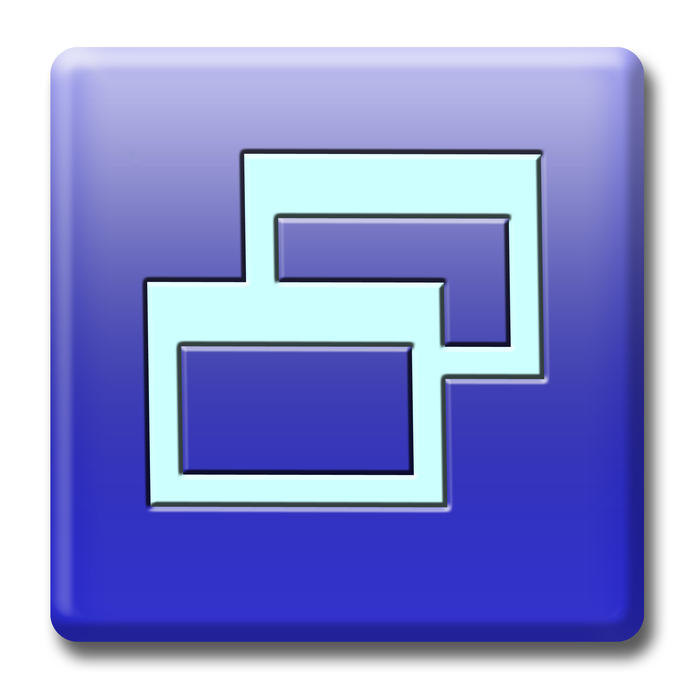 a blue and cyan icon symbolising web links or connected documents or windows