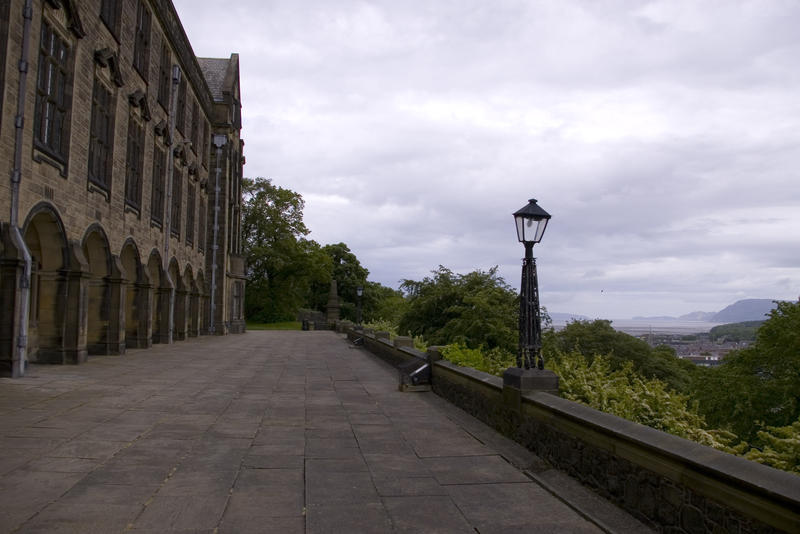 looking down to the town of bangor from the main university building