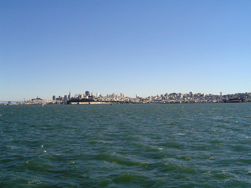 view across the san francisco bay to downtown SF