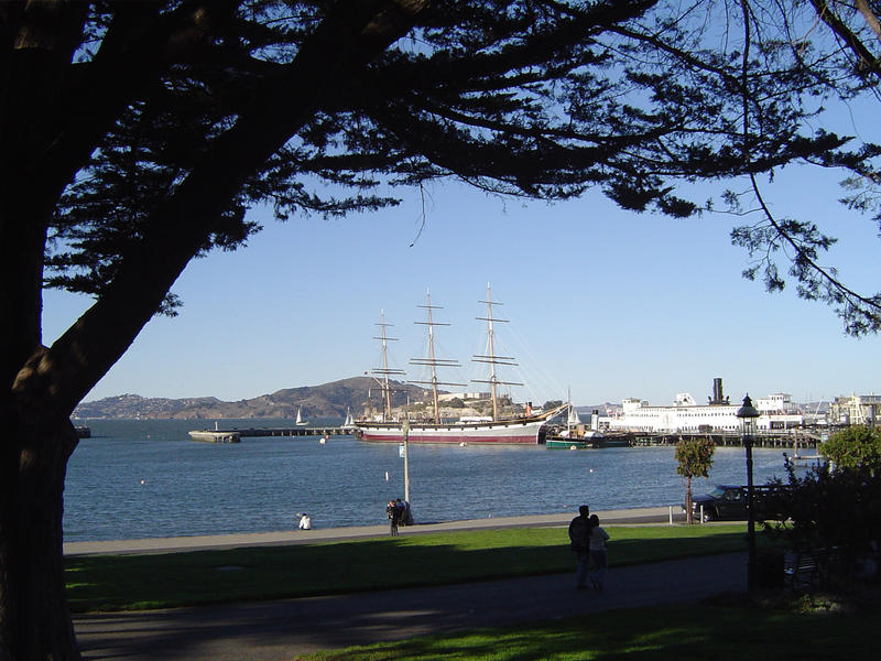 an old fashioned square rigger on san franisco bay
