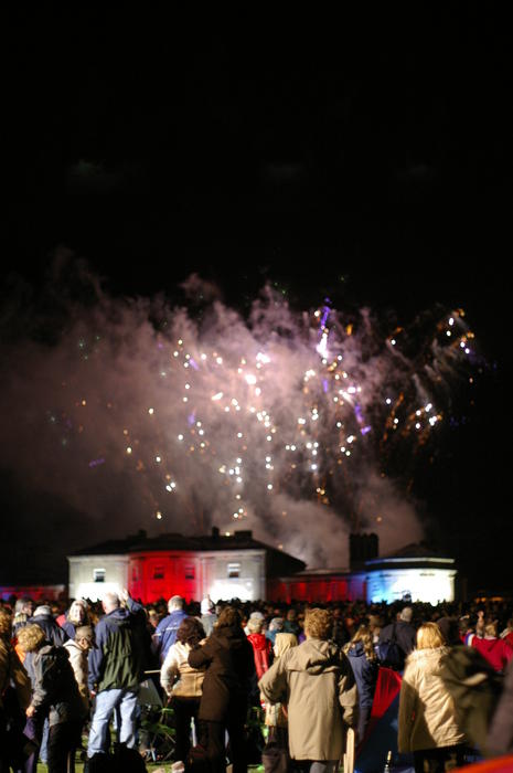 an outdoor concert and fireworks display