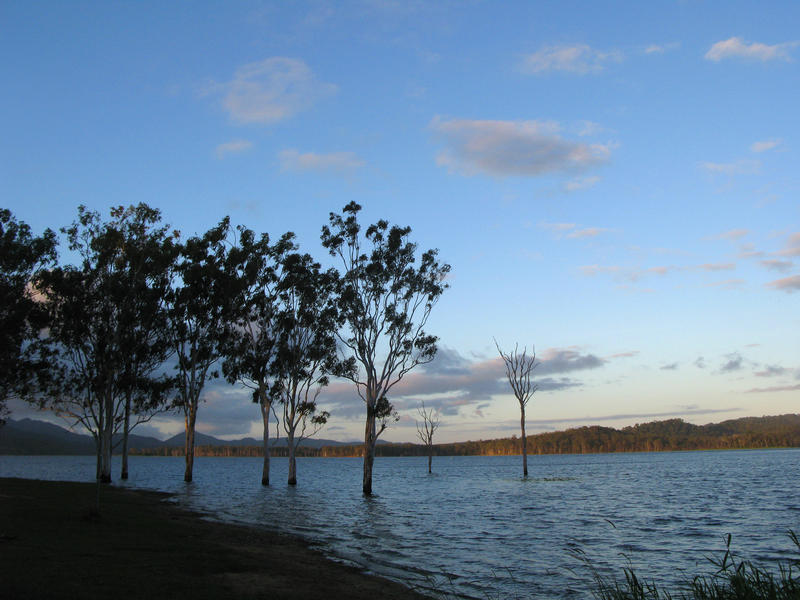 sunset of lake tinaroo reservoir, north queensland, australia