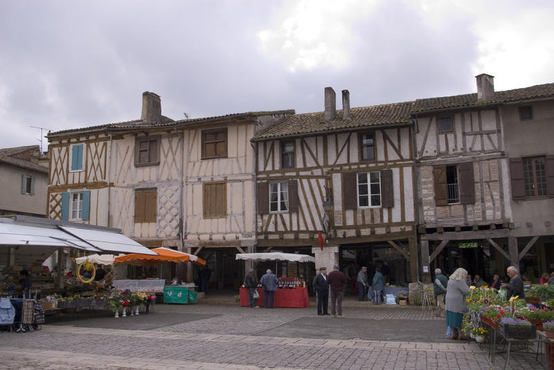 the central market square in a pretty french village