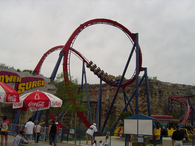 a metal frame rollercoaster and an american theme park - not model released