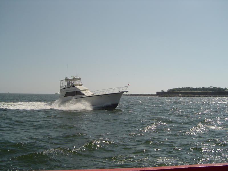 a motor yacht passing by