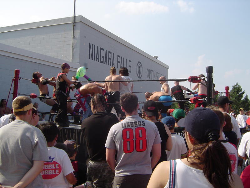 wrestling competition display at a niagara falls event