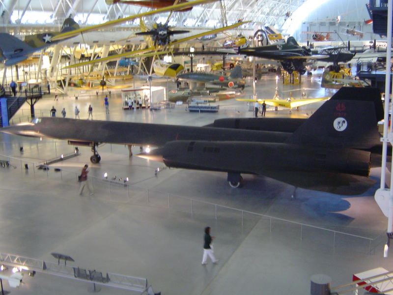 US Airforce Stealth Reconnaissance aircrft on display in a museum