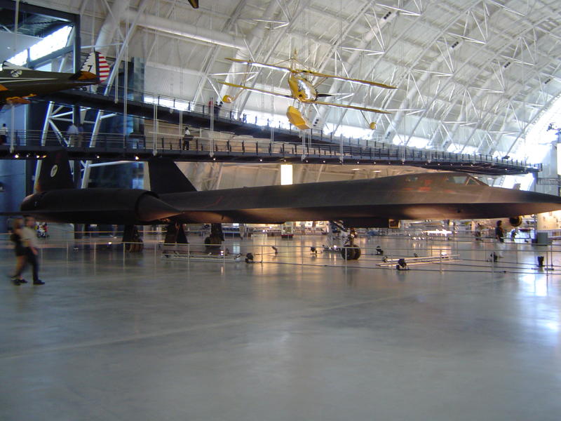 US Airforce Stealth Reconnaissance aircrft on display in a museum