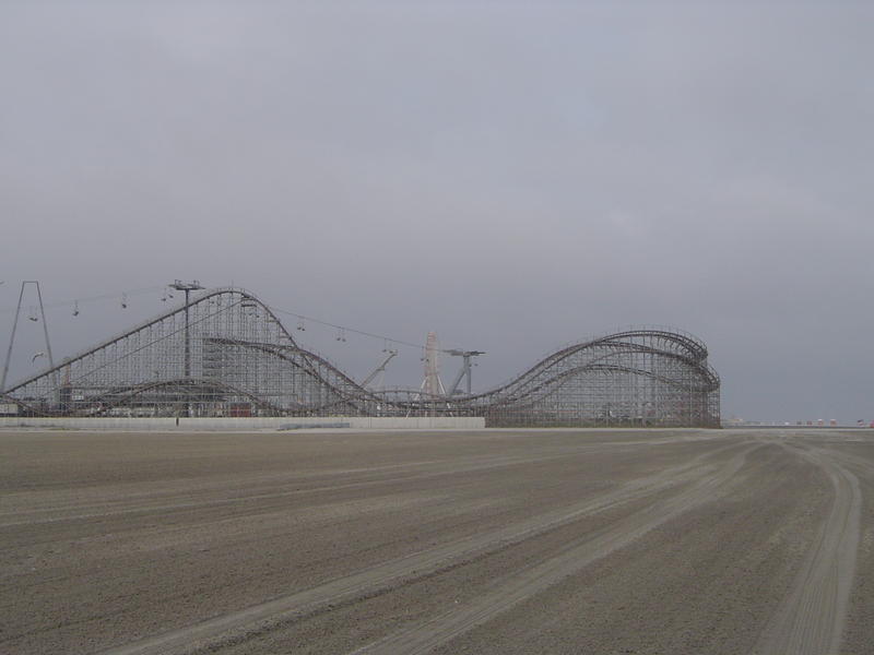 a wooden rollercoaster at an american theme park - not model released