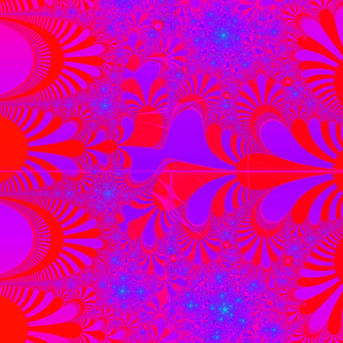 psychedelic computer generated pattern with vivid red and blue colours