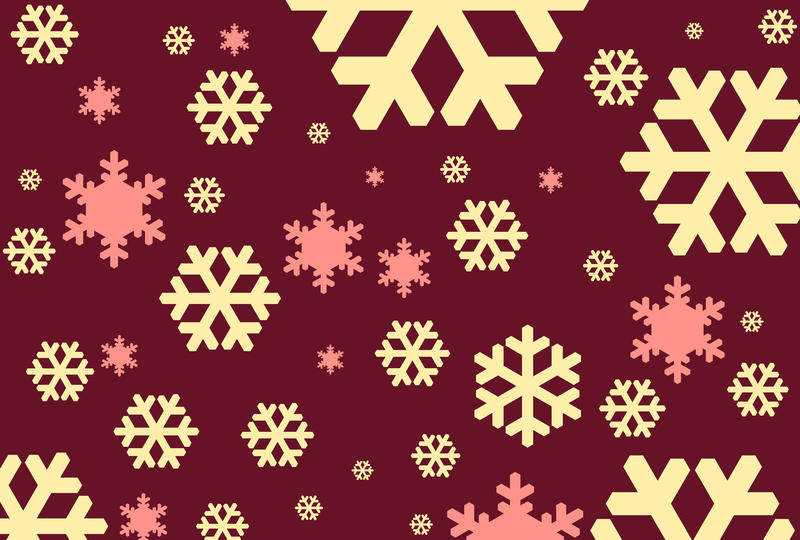 snowflake symbols create festive winter themed illustration on a burgundy colour backdrop