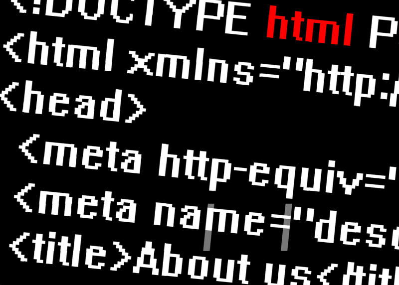 a listing of some website html code in a computer text style font