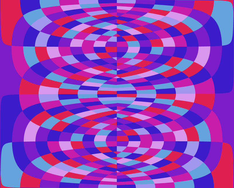 abstract graphic featuring pinks and blues forming 'magenetic lines' towards the centre of the picture