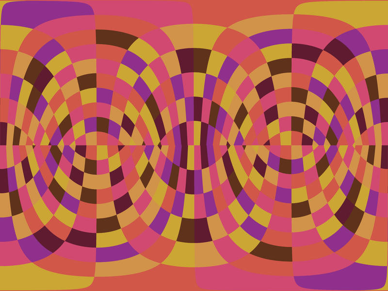 an orange backdrop of overlapping and transparent lines forming a distorted curved compostion