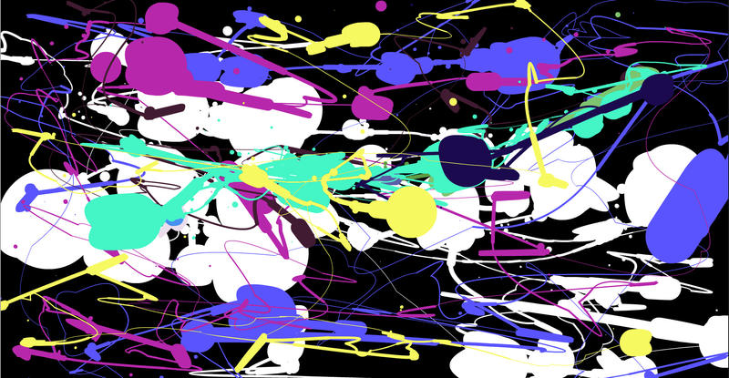 an abstract and colorful graphic artwork in the style of jackson pollock