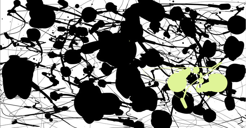 a two colour artwork in the style of jackson pollock