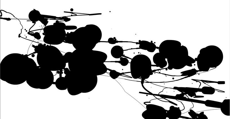 a monchrome graphic design in the style of jackson pollock