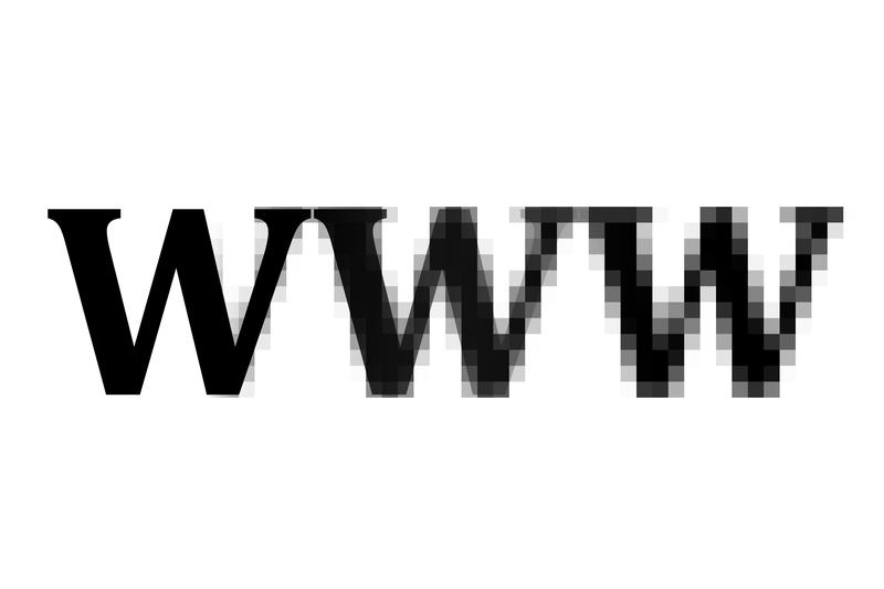 the letters www with a pixelated effect, conceptual of the internet